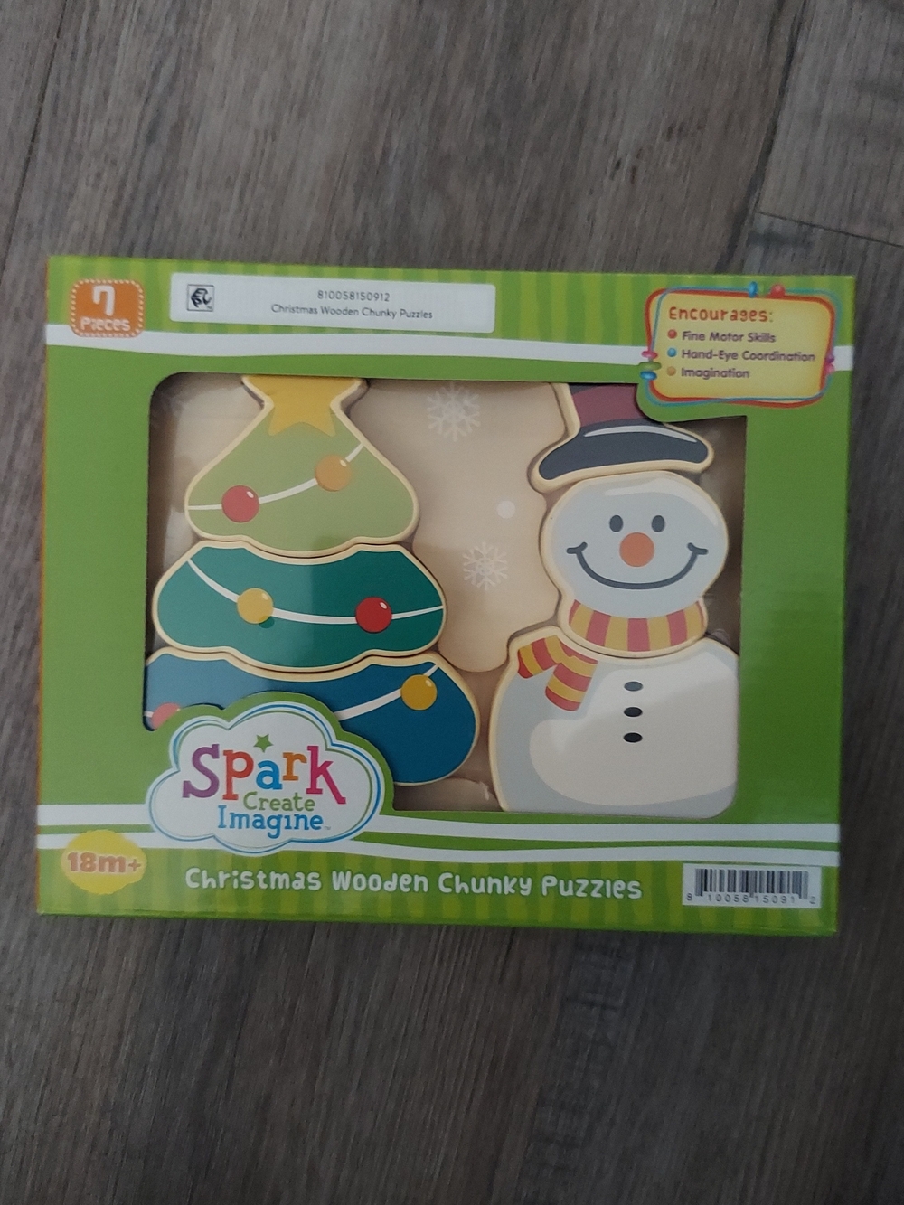Christmas Wooden Chunky Puzzles - Green/White